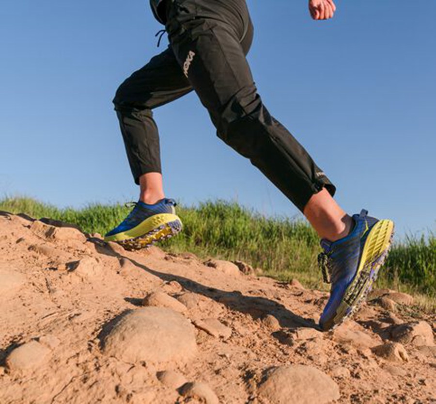 Hoka One One Trailsko Herre - Speedgoat 4 - Blå/Grøn - 234197DXJ